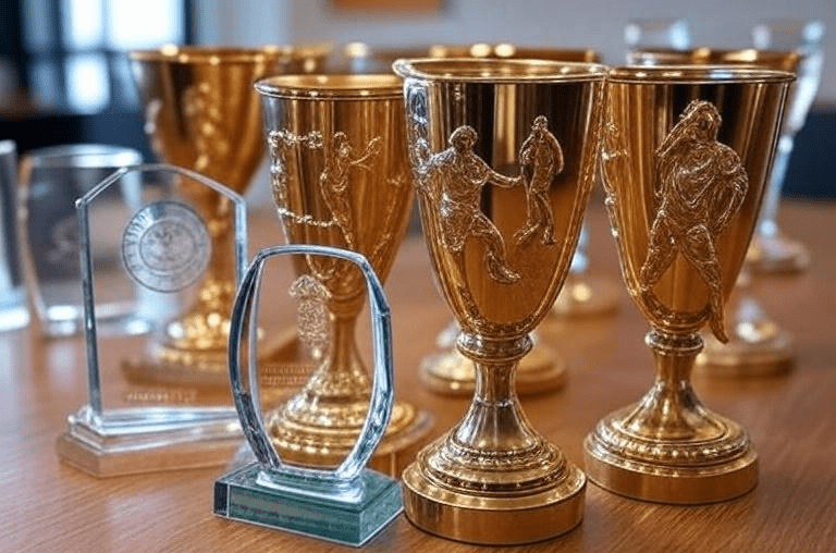 Стеклянная награда 2025 года с элегантной лазерной гравировкой для корпоративного достижения.